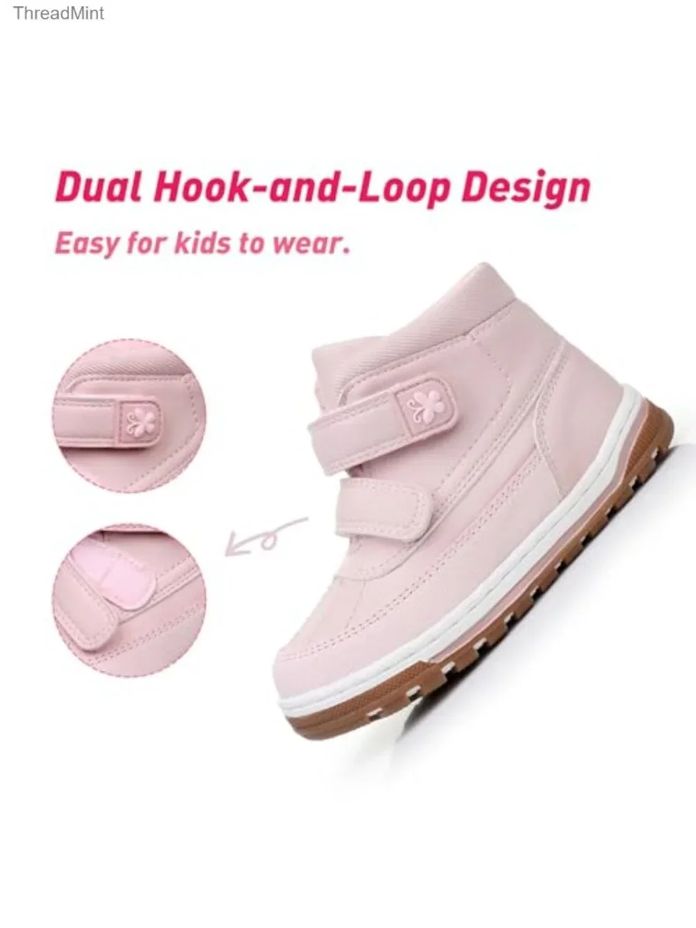 Toddler Winter Boots Boys Girls Non-Slip PU Ankle Boots Hook Loop